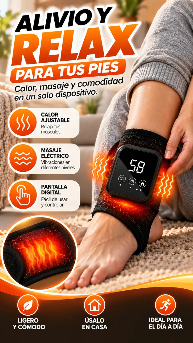 🔥 Tobillera Eléctrica con Calor y Masaje – Recargable y Ajustable