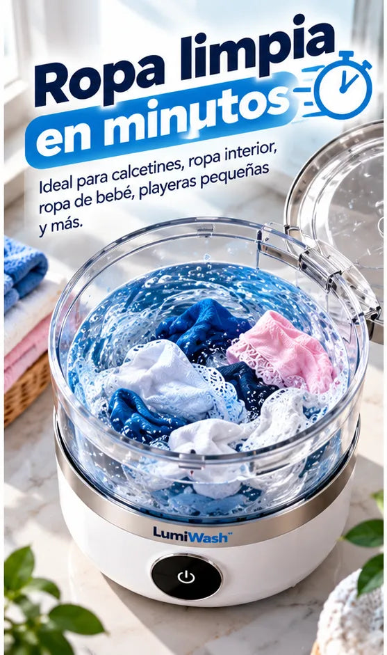 LumiWash™ | La Mini Lavadora Portátil que Hace Más Fácil tu Día a Día