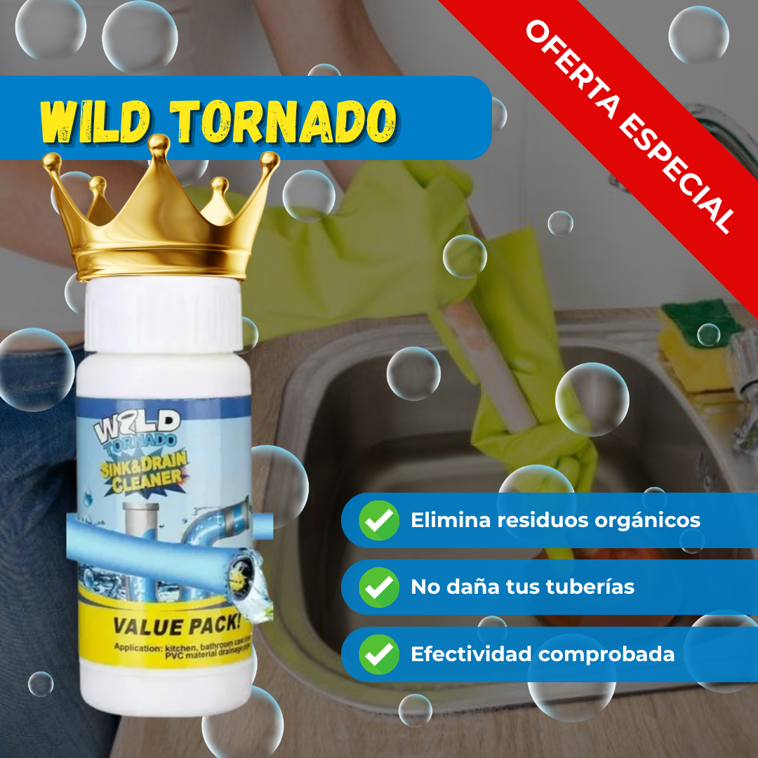 Wild Tornado – Destapador de Cañerías Potente y Seguro (Fórmula No Corrosiva) 🫧