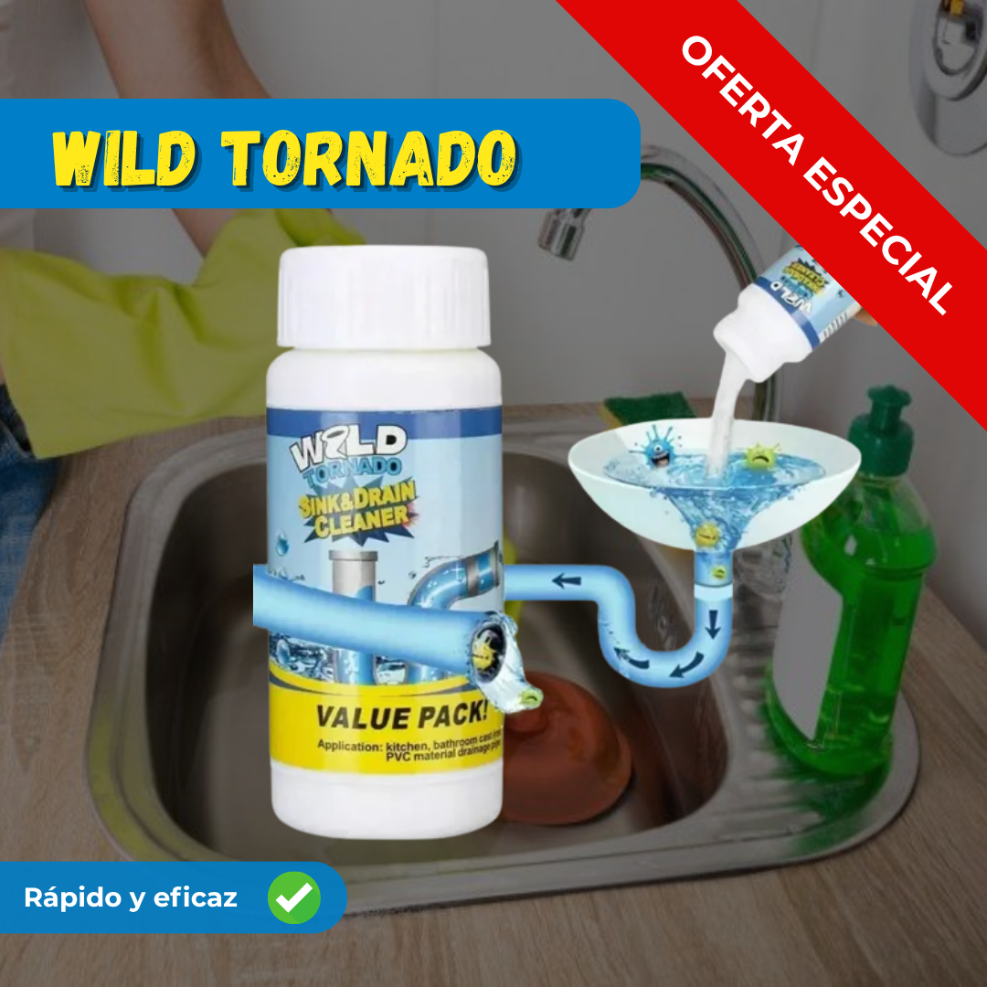 Wild Tornado – Destapador de Cañerías Potente y Seguro (Fórmula No Corrosiva) 🫧