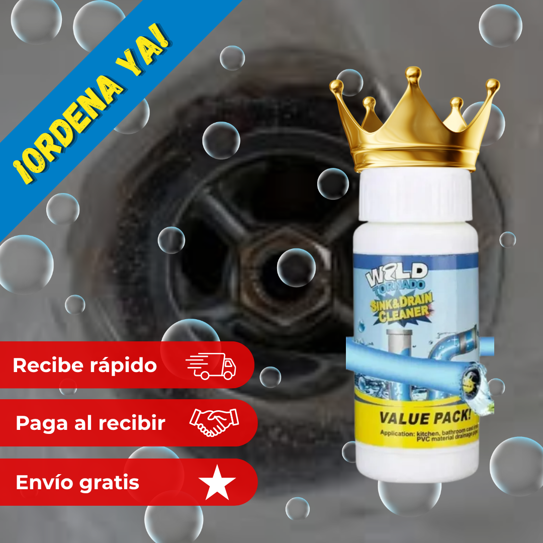 Wild Tornado – Destapador de Cañerías Potente y Seguro (Fórmula No Corrosiva) 🫧