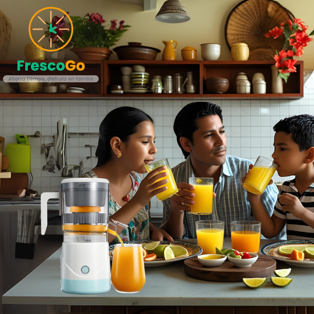 Exprimidor Eléctrico Inalámbrico FrescoGo | Jugo Fresco, Cero Esfuerzo