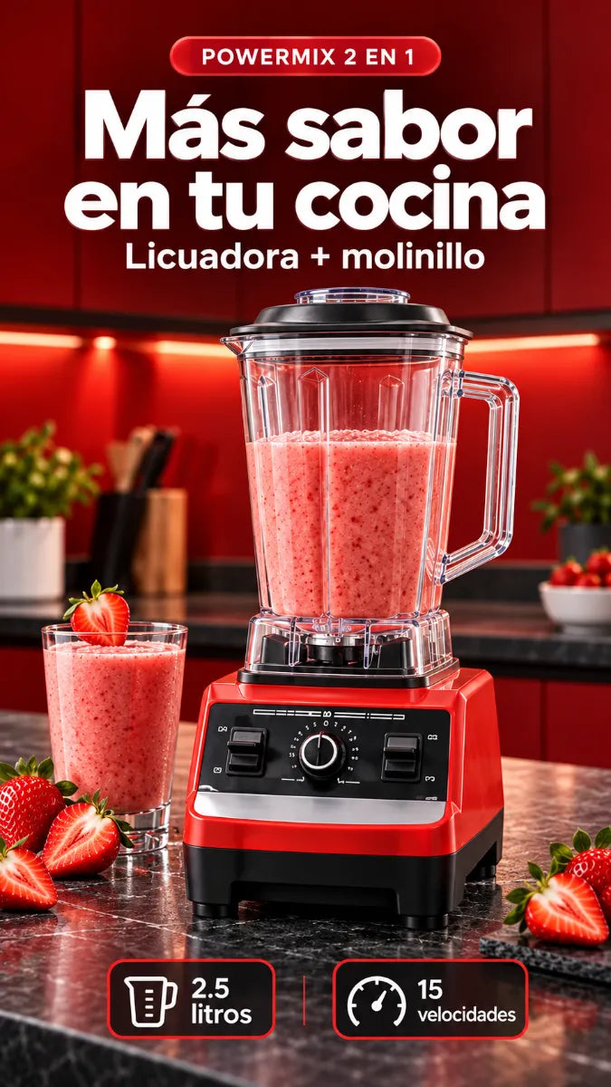 🥤 PowerMix 2 en 1: ¡Licuados, Salsas y Bebidas con Hielo en un Solo Equipo!