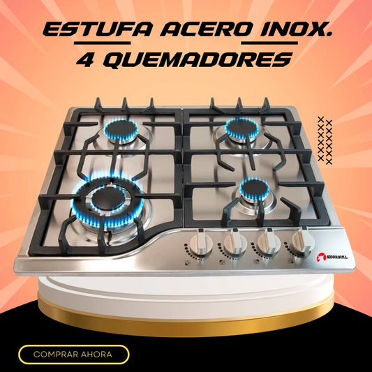 Parrilla Estufa  Empotrable Shorbull 4 Quemadores | Acero Inoxidable, Encendido Electrónico (Copia)