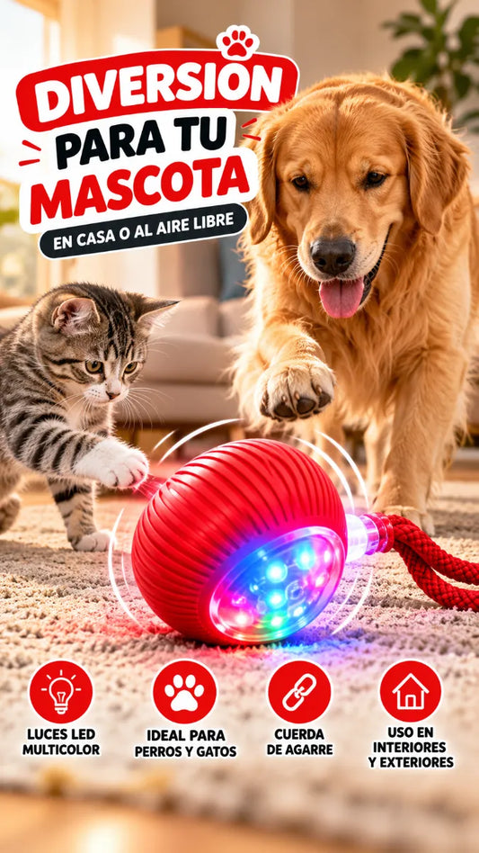 LUMIPET™ 🐾 | Pelota Interactiva LED con Cuerda para Mascotas