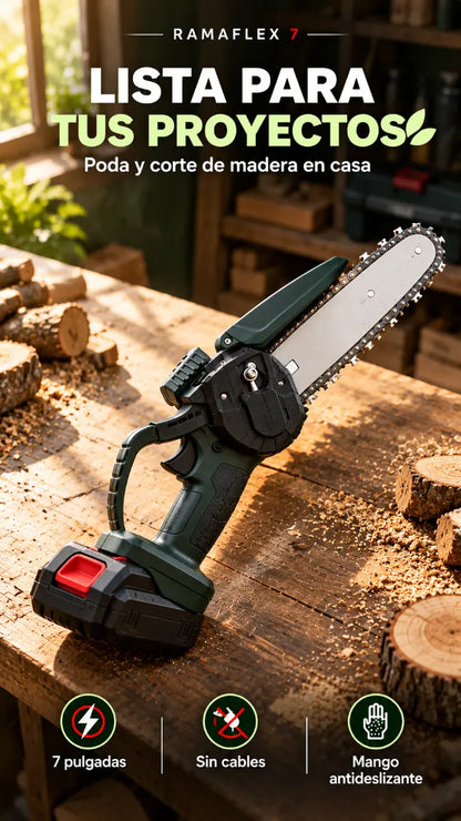 RAMAFLEX 7 🌿 Mini Motosierra Inalámbrica de 7 Pulgadas para Poda y Corte de Madera