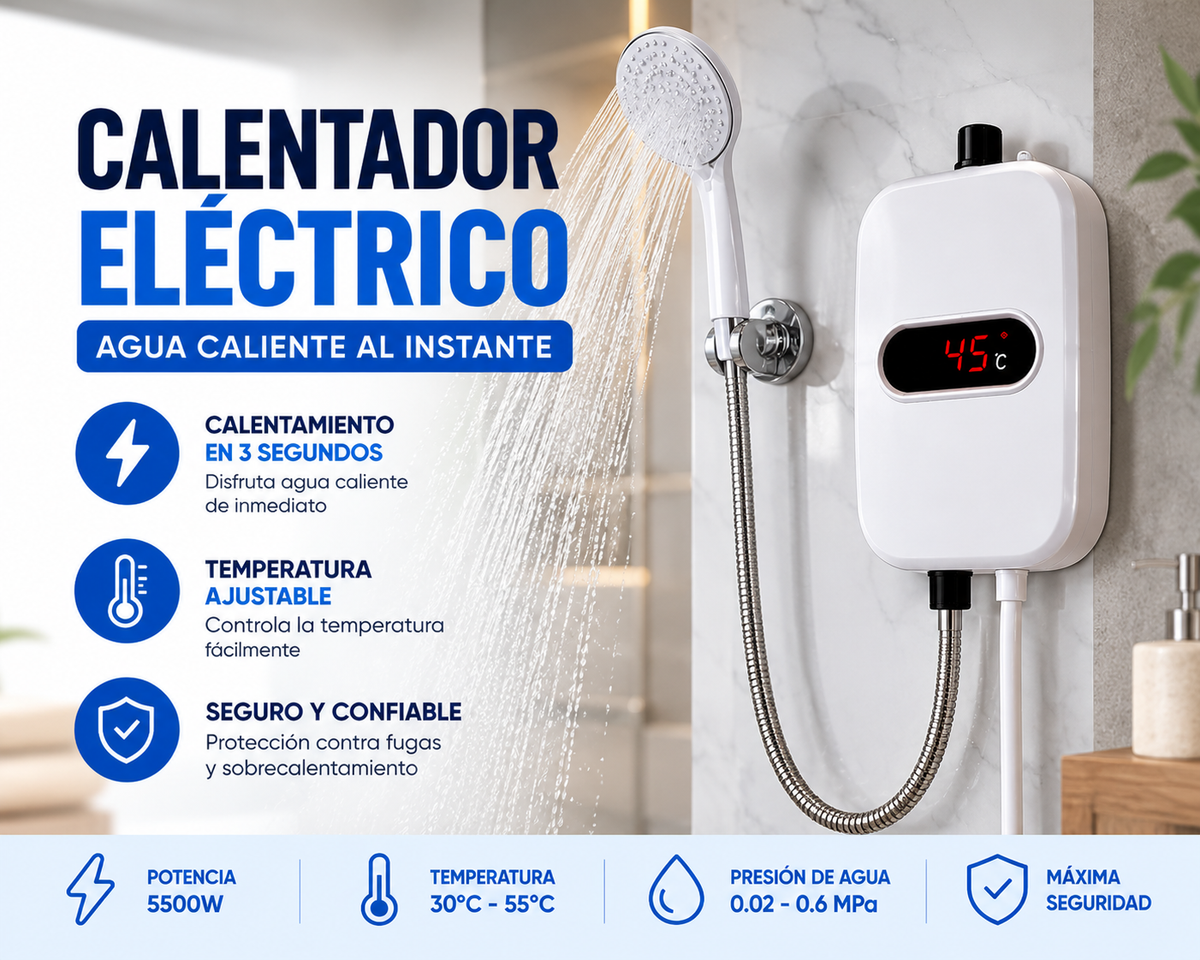 🚿 Regadera Eléctrica – Agua Caliente al Momento