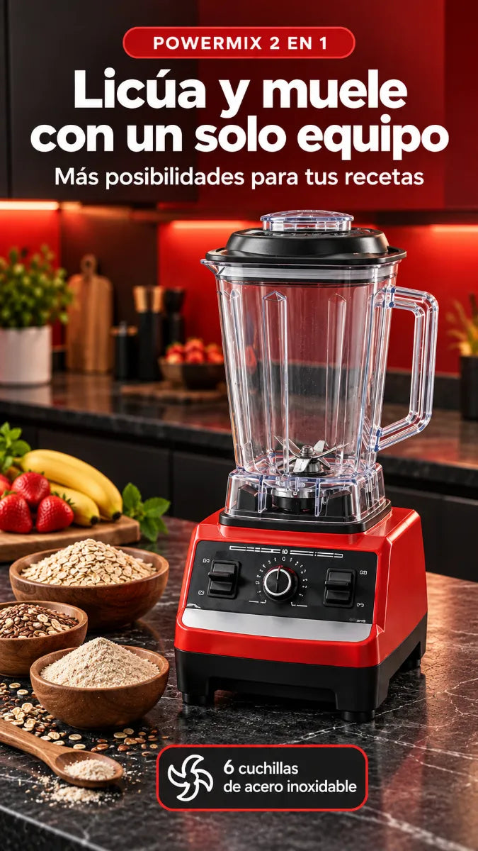 🥤 PowerMix 2 en 1: ¡Licuados, Salsas y Bebidas con Hielo en un Solo Equipo!