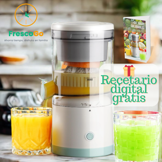 Exprimidor Eléctrico Inalámbrico FrescoGo | Jugo Fresco, Cero Esfuerzo