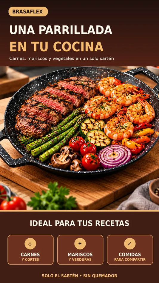 🍳 Sartén Parrilla Coreano de 38 cm – ¡Prepara Deliciosas Parrilladas en Casa!