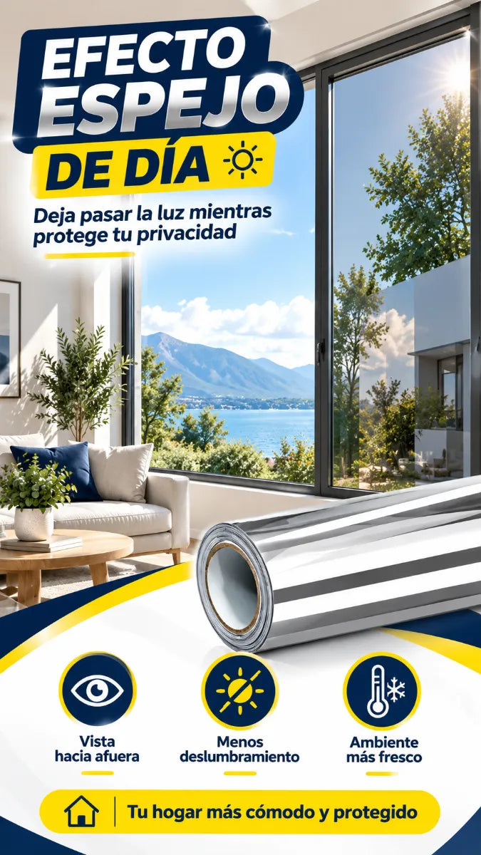 Vinil Espejo para Ventanas – ¡Más Privacidad, Menos Calor y Protección Solar!