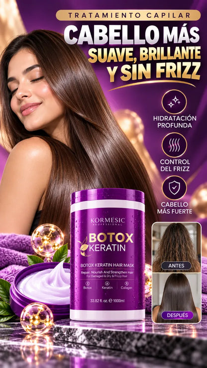 💜 Kormesic Botox Keratin 1000 ml | Mascarilla Capilar con Keratina y Colágeno – ¡Más Suavidad y Brillo!