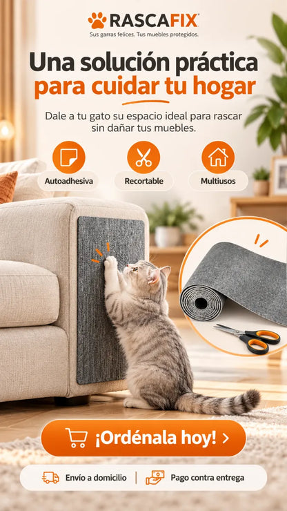 🐱 RASCAFIX™ | Protector Rascador Adhesivo para Gatos – ¡Adiós a los Muebles Arañados!