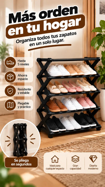 ZAPAFLEX™ | Zapatero Plegable de 5 Niveles – ¡Más Orden y Menos Espacio!