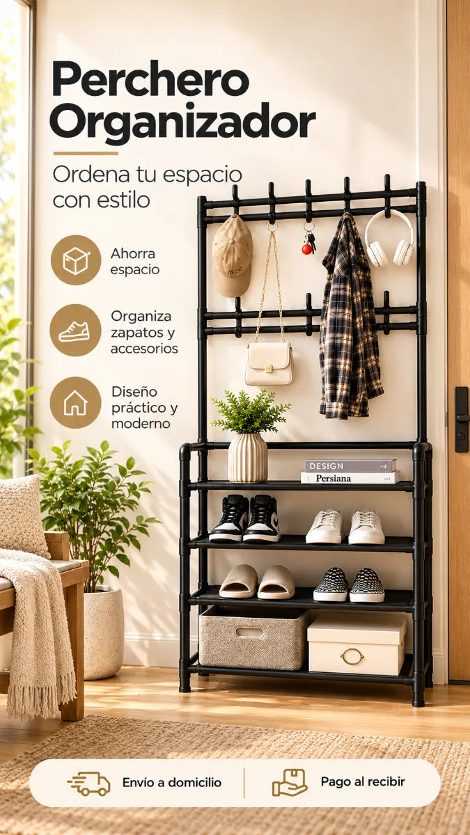 Perchero Organizador Multifuncional | ¡Más Espacio y Orden en tu Hogar!