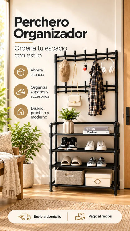 Perchero Organizador Multifuncional | ¡Más Espacio y Orden en tu Hogar!