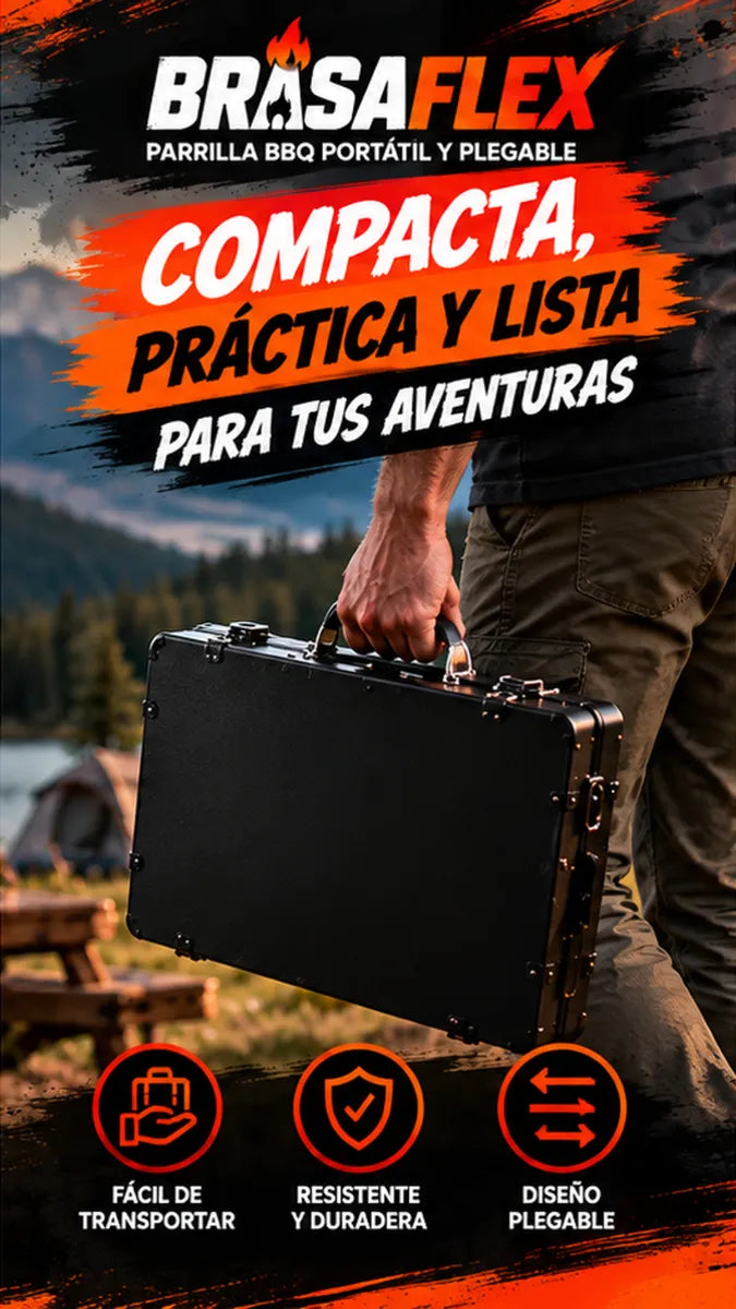 BRASAFLEX 🔥 | Parrilla BBQ Portátil y Plegable con Accesorios