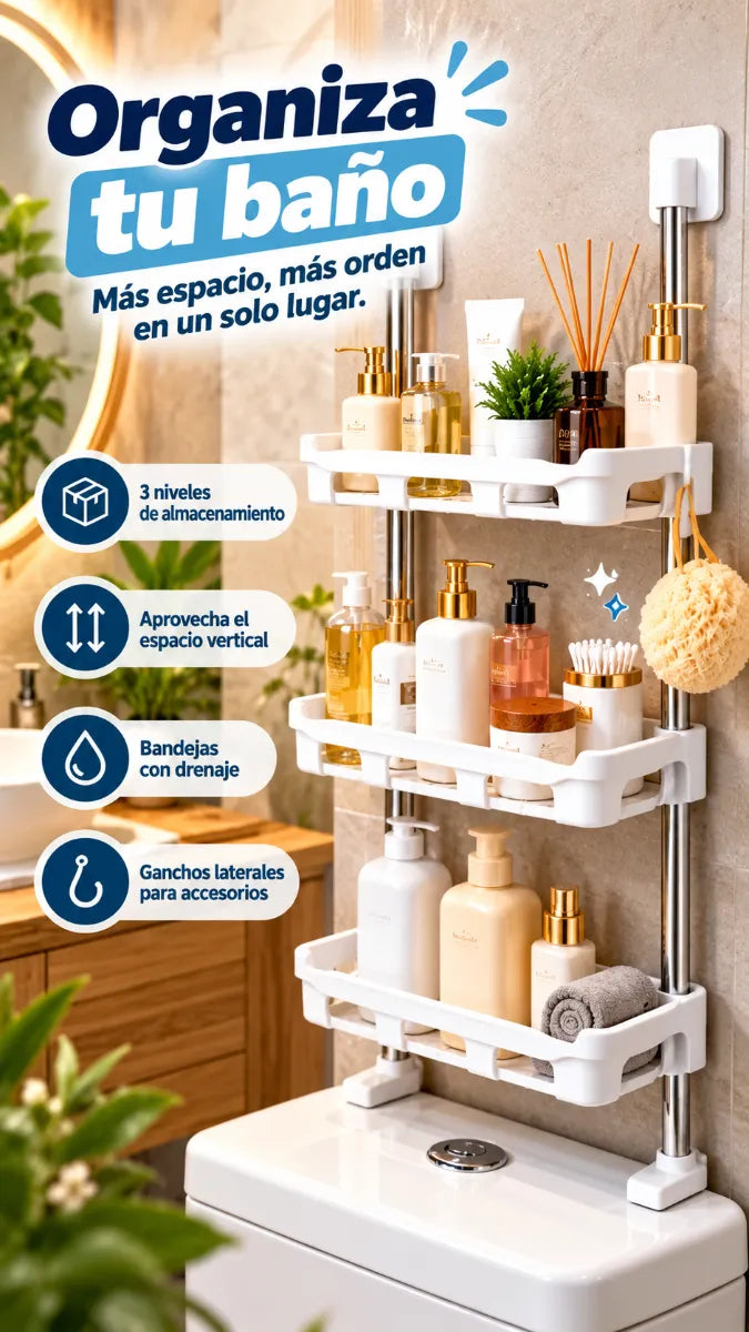 BAÑOVA™ | Organizador de Baño de 3 Niveles – ¡Más Espacio y Menos Desorden!