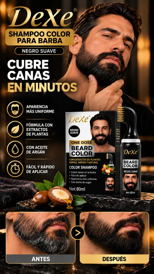🧔🏻 DeXe Shampoo Color para Barba 80 ml | ¡Cubre Canas y Consigue una Barba Más Uniforme!