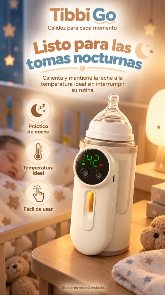 Tibbi Go™ | Calentador de Biberones Portátil y Recargable – Leche Tibia Donde Quiera que Estés