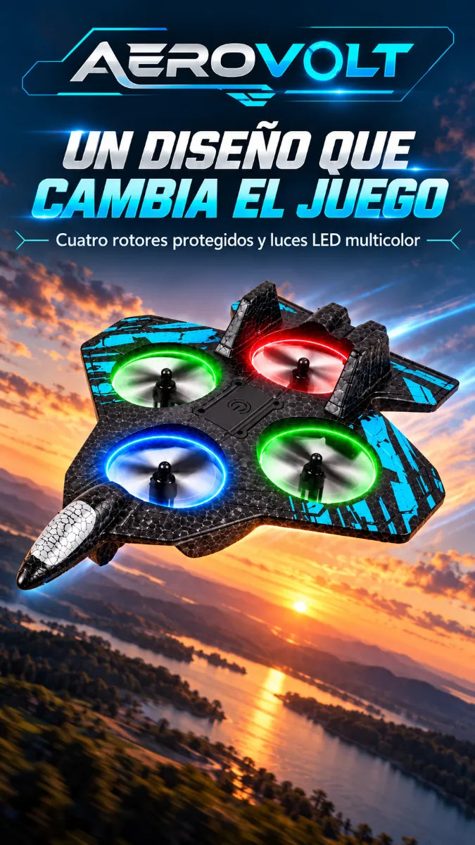 AEROVOLT ✈️ Avión de Combate RC con Control Remoto y Luces LED