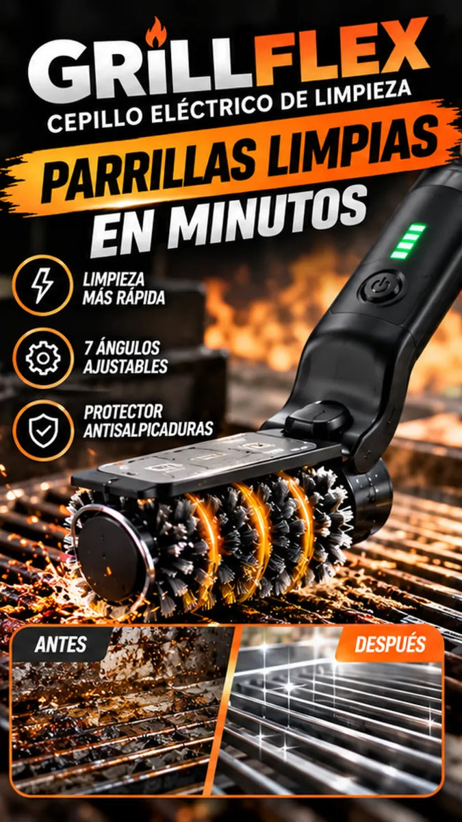 GRILLFLEX™ | Cepillo Eléctrico para Limpiar Parrillas y Asadores