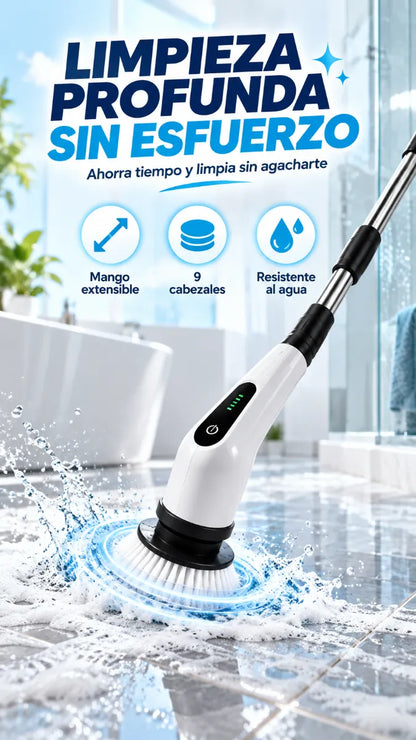 Cepillo Eléctrico de Limpieza 9 en 1 con Mango Extensible | Limpieza Fácil y Sin Tanto Esfuerzo