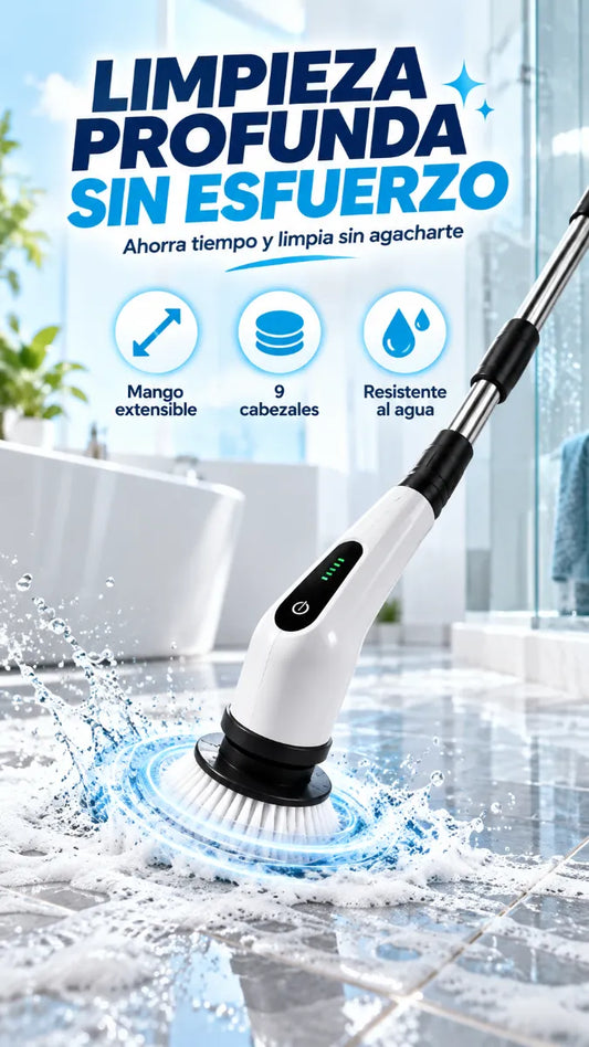 Cepillo Eléctrico de Limpieza 9 en 1 con Mango Extensible | Limpieza Fácil y Sin Tanto Esfuerzo