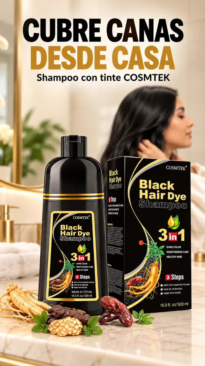 shampoo con tinte cubre canas negro🖤cup