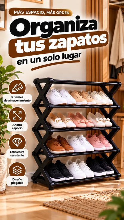 ZAPAFLEX™ | Zapatero Plegable de 5 Niveles – ¡Más Orden y Menos Espacio!
