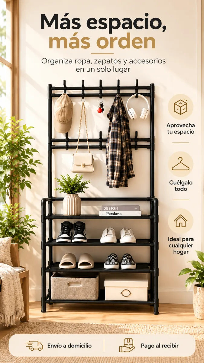 Perchero Organizador Multifuncional | ¡Más Espacio y Orden en tu Hogar!