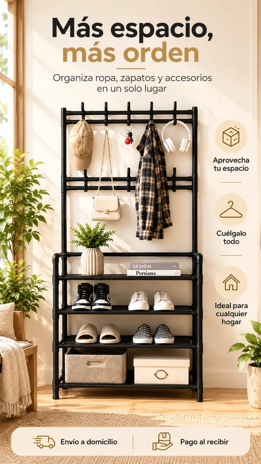 Perchero Organizador Multifuncional | ¡Más Espacio y Orden en tu Hogar!