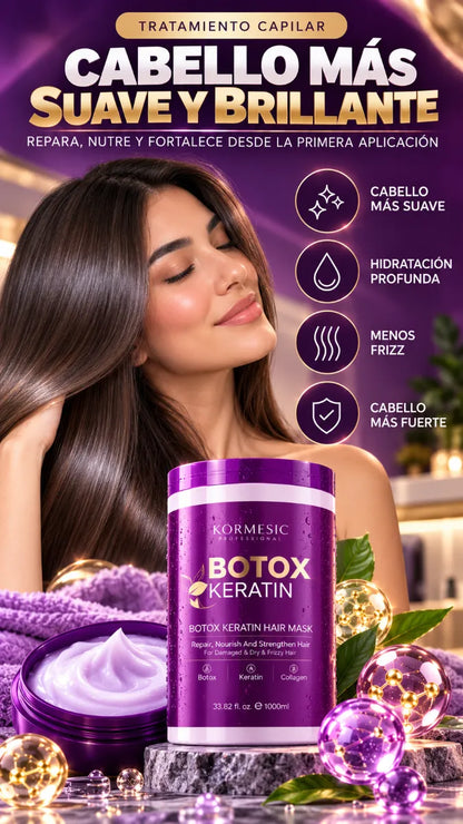 💜 Kormesic Botox Keratin 1000 ml | Mascarilla Capilar con Keratina y Colágeno – ¡Más Suavidad y Brillo!