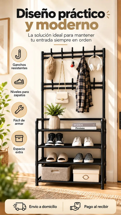 Perchero Organizador Multifuncional | ¡Más Espacio y Orden en tu Hogar!