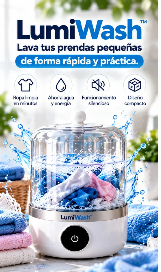 LumiWash™ | La Mini Lavadora Portátil que Hace Más Fácil tu Día a Día