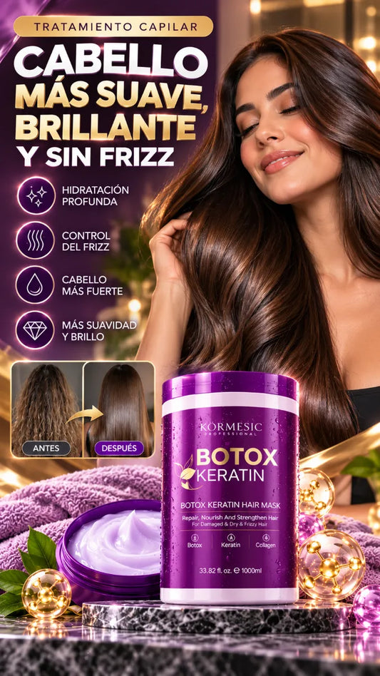 💜 Kormesic Botox Keratin 1000 ml | Mascarilla Capilar con Keratina y Colágeno – ¡Más Suavidad y Brillo!