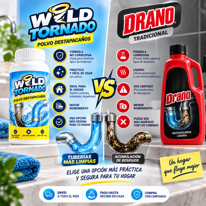 Wild Tornado – Destapador de Cañerías Potente y Seguro (Fórmula No Corrosiva) 🫧
